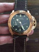 Swiss Grade Replica Panerai Brown Leather Green Dial Watch - High Quality Bronze Case